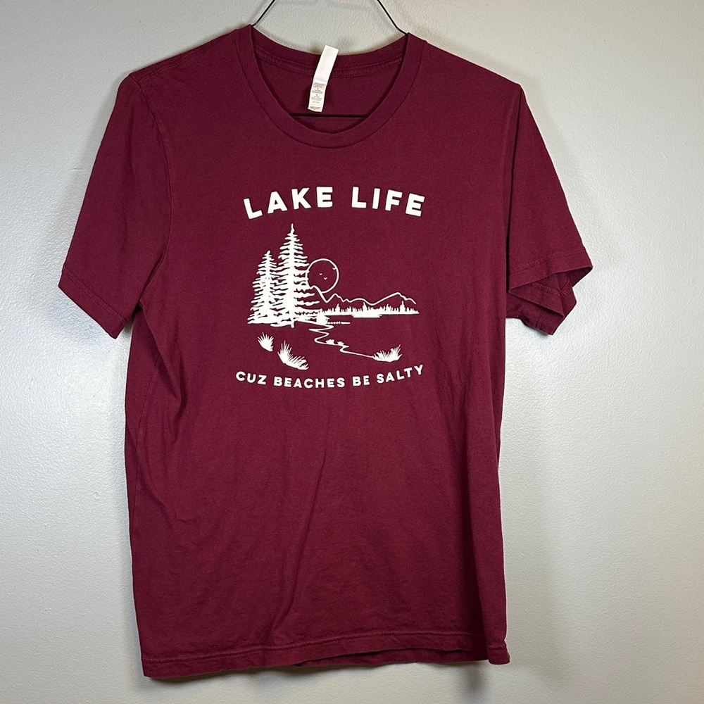 Bella Canvas Maroon Lake Life Tee Mens Large